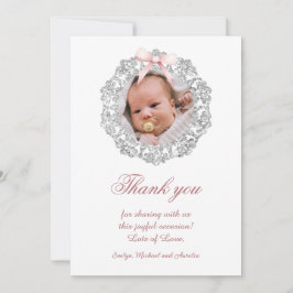 Glitzer Rahmen rosa Taufe Taufe Danke Karte