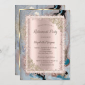 Glitzer Rahmen, Rose Gold, Marmorrückgabe Einladung (Vorne/Hinten)