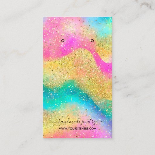 Glitzer Rainbow Alcohol Ink Splash Ohrring Display Visitenkarte (Vorderseite)