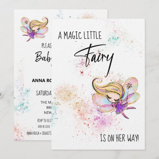 *~* Glitzer Rainbow Baby Feeling Einladung (Vorne/Hinten)