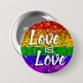 Glitzer Rainbow Flag Ehegewähr Gay Pride Button (Vorne & Hinten)