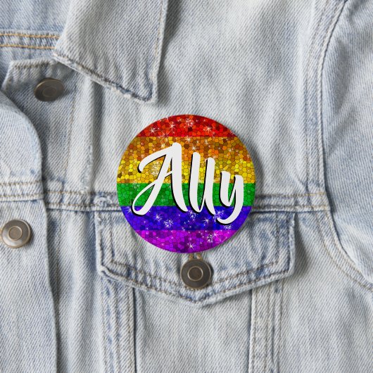 Glitzer Rainbow Flag Ehegewähr Gay Pride Button (Beispiel)