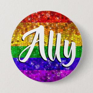 Glitzer Rainbow Flag Ehegewähr Gay Pride Button