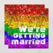 Glitzer Rainbow Flag Ehegewähr Gay Pride Einladung (Vorne/Hinten)