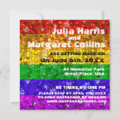 Glitzer Rainbow Flag Ehegewähr Gay Pride Einladung (Rückseite)