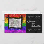 Glitzer Rainbow Flag Ehegewähr Gay Pride Save The Date (Vorderseite)