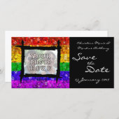 Glitzer Rainbow Flag Ehegewähr Gay Pride Save The Date (Vorne/Hinten)