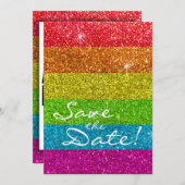 Glitzer Rainbow Flag Ehegewähr Gay Pride Save The Date (Vorne/Hinten)