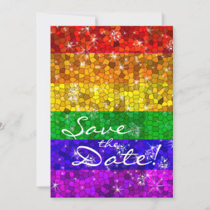 Glitzer Rainbow Flag Ehegewähr Gay Pride Save The Date
