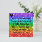 Glitzer Rainbow Heart Blank Feiertagskarte (Stehend Vorderseite)