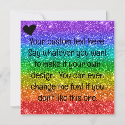 Glitzer Rainbow Heart Blank Feiertagskarte (Vorderseite)