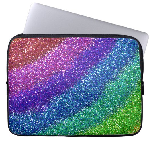Glitzer Rainbow Laptopschutzhülle (Vorderseite)