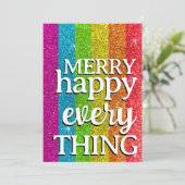 Glitzer Rainbow LGBTQ Gay Christmas Holidays Einladung (Stehend Vorderseite)