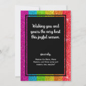 Glitzer Rainbow LGBTQ Gay Christmas Holidays Einladung (Rückseite)