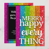 Glitzer Rainbow LGBTQ Gay Christmas Holidays Einladung (Vorne/Hinten)