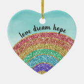 Glitzer Rainbow Liebe Dream Hope Personalisiert Keramik Ornament (Vorne)