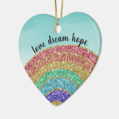 Glitzer Rainbow Liebe Dream Hope Personalisiert Keramik Ornament (Links)