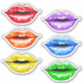 Glitzer Rainbow Liebe Lippen Aufkleber (Vorderseite)