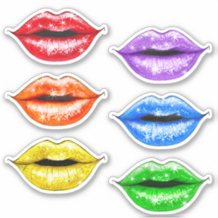 Glitzer Rainbow Liebe Lippen Aufkleber