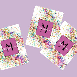 Glitzer Rainbow Name Monogram Girl Pink Spielkarten