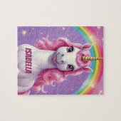 Glitzer Rainbow Niedlich Unicorn Personalisiert Puzzle (Horizontal)