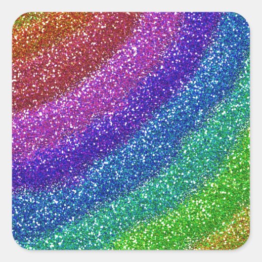 Glitzer Rainbow Quadratischer Aufkleber (Vorderseite)