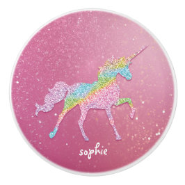 Glitzer Rainbow Unicorn Keramik Knoblauch Keramikknauf