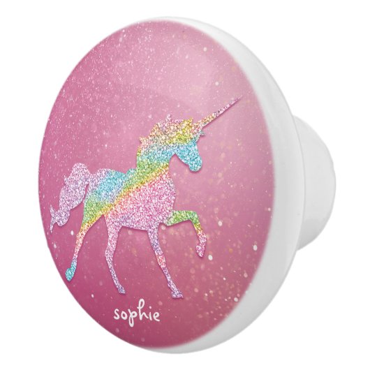 Glitzer Rainbow Unicorn Keramik Knoblauch Keramikknauf (Rechts)