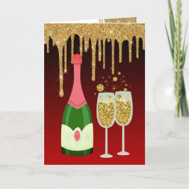 Glitzer Red and Gold Champagne Weihnachten Neue Ja