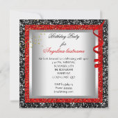 Glitzer Red Black Glamour Night Cocktails Party Einladung (Rückseite)