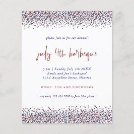 Glitzer Red Blue White 4. Juli GRILLEN Einladung