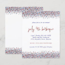 Glitzer Red Blue White 4. Juli GRILLEN Einladung