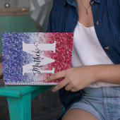 Glitzer Red Blue White USA Monogram Name Notizblock