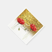 Glitzer Red Blume Hochzeitcocktail Serviette (Ecke)