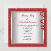 Glitzer Red Glamour Night Cocktails Party Einladung (Rückseite)