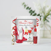 Glitzer Red Glamour Night Silver Drinks Party Einladung (Stehend Vorderseite)