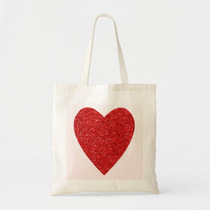 Glitzer Red Heart Wedding Tragetasche