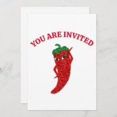 Glitzer Red Hot Pepper Diva Einladung (Vorne/Hinten)