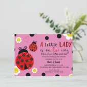 Glitzer Red Ladybug Yellow Flowers Baby Dusche Inv Einladung (Stehend Vorderseite)