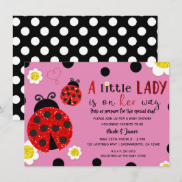 Glitzer Red Ladybug Yellow Flowers Baby Dusche Inv Einladung