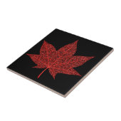 Glitzer Red Leaf Keramik Tile - Schwarz Rot Fliese (Seite)