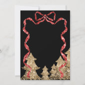 Glitzer Red Ribbon Wreath Weihnachtsabend Party Einladung (Rückseite)