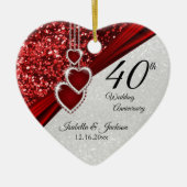 Glitzer Red Ruby 40 Jahre 💕 Keramik Ornament (Vorne)
