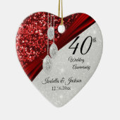 Glitzer Red Ruby und Diamond 40 Jahre 💕 Keramik Ornament (Rechts)