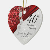 Glitzer Red Ruby und Diamond 40 Jahre 💕 Keramik Ornament (Links)