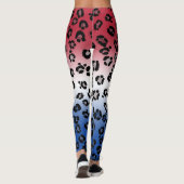 Glitzer Red White Leopard Print Leggings (Rückseite)