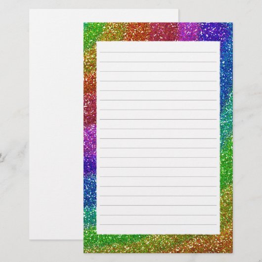 Glitzer-Regenbogen Briefpapier (Vorne/Hinten)