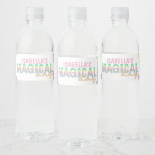 Glitzer Regenbogen Einhorn magisch Wasserflaschenetikett