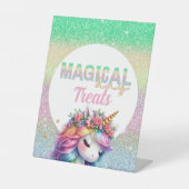 Glitzer Regenbogen Einhorn magische Leckereien Sockelschild (Vorderseite)