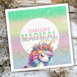 Glitzer Regenbogen Einhorn magische Papierplatte Serviette